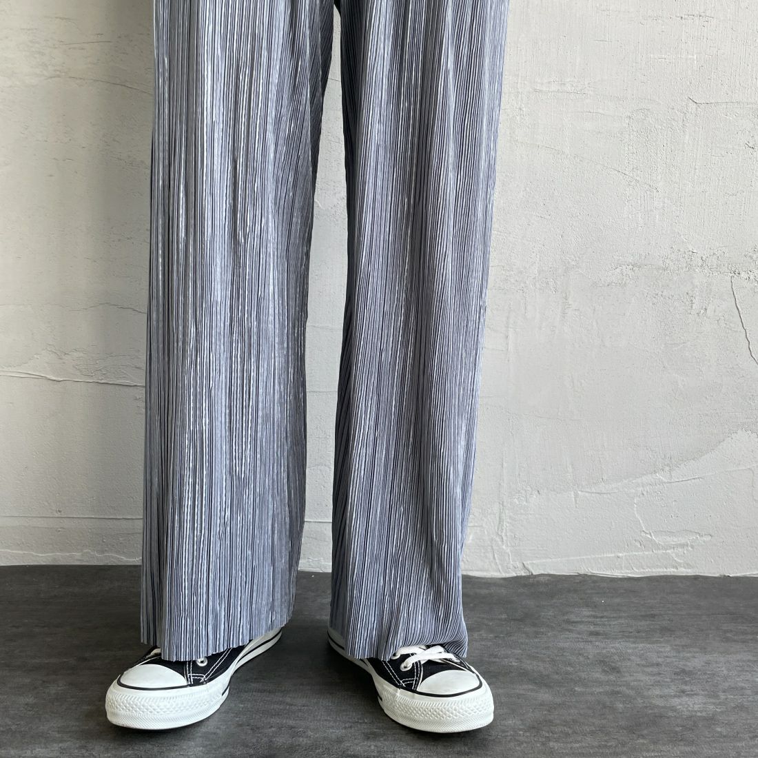 Jf Ready Made [ジェイエフレディメイド] プリーツイージーパンツ [35286561-JF] ｸﾞﾚｰ&&モデル身長：158cm　着用サイズ：F&&
