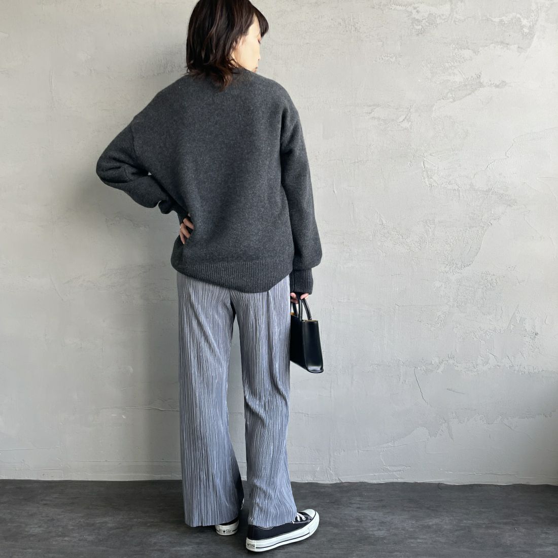 Jf Ready Made [ジェイエフレディメイド] プリーツイージーパンツ [35286561-JF] ｸﾞﾚｰ&&モデル身長：158cm　着用サイズ：F&&