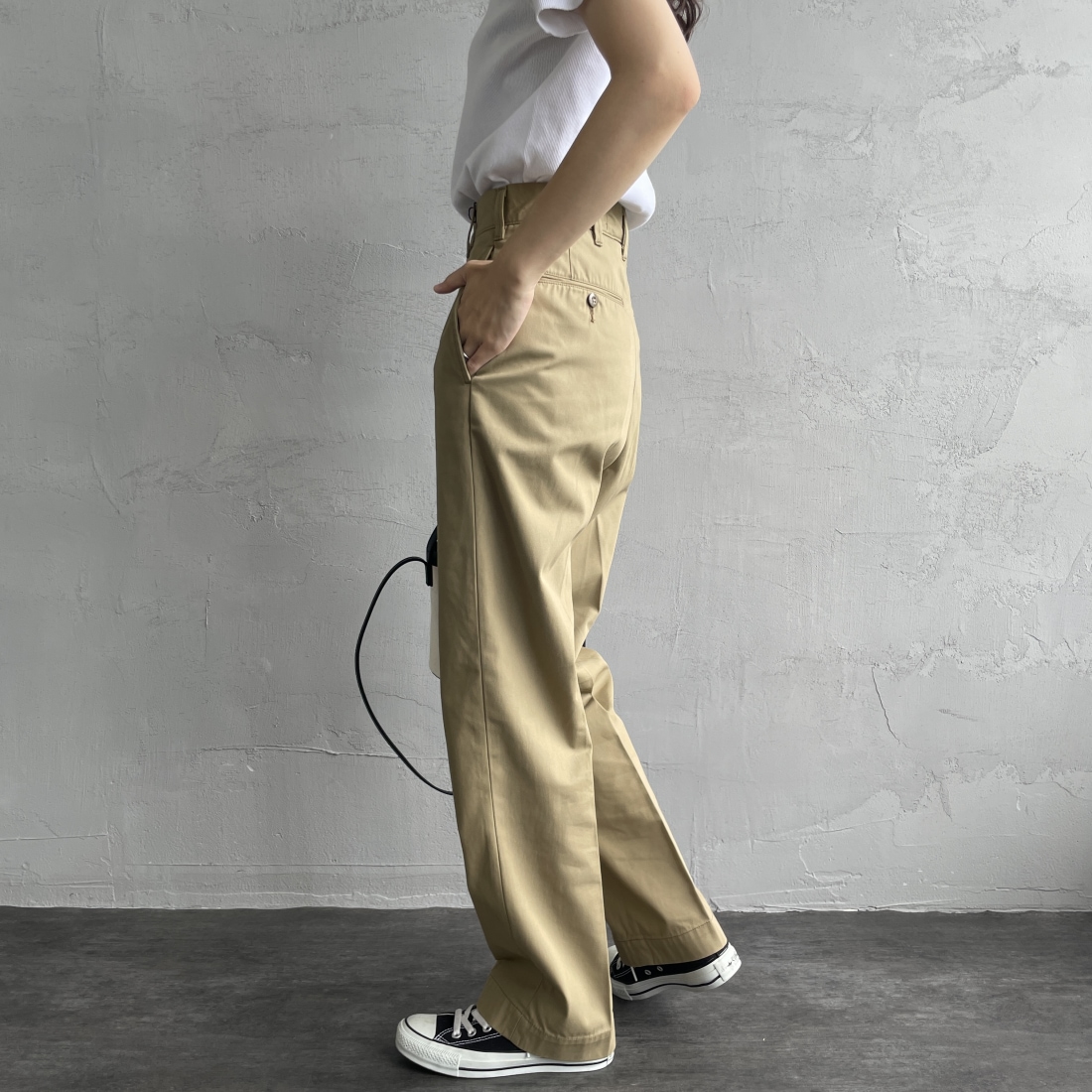 THE SHINZONE [ザ シンゾーン] ウォッシュド ハイウエストチノパン  