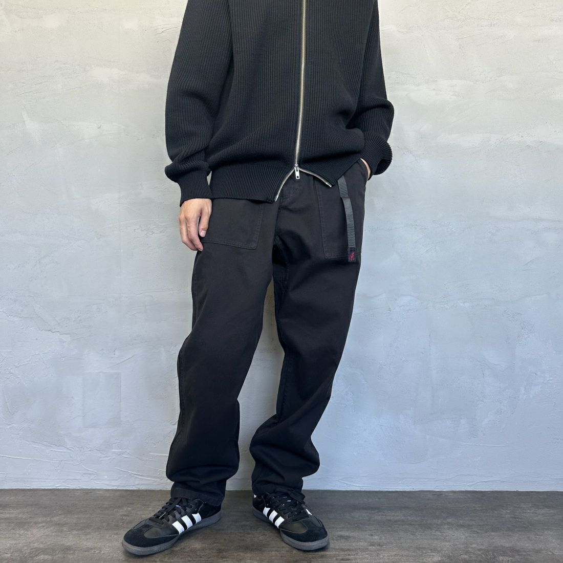 GRAMiCCi [グラミチ] ルーズテーパードリッジパンツ [G114-OGT] BLACK &&モデル身長：167cm 着用サイズ：M&&