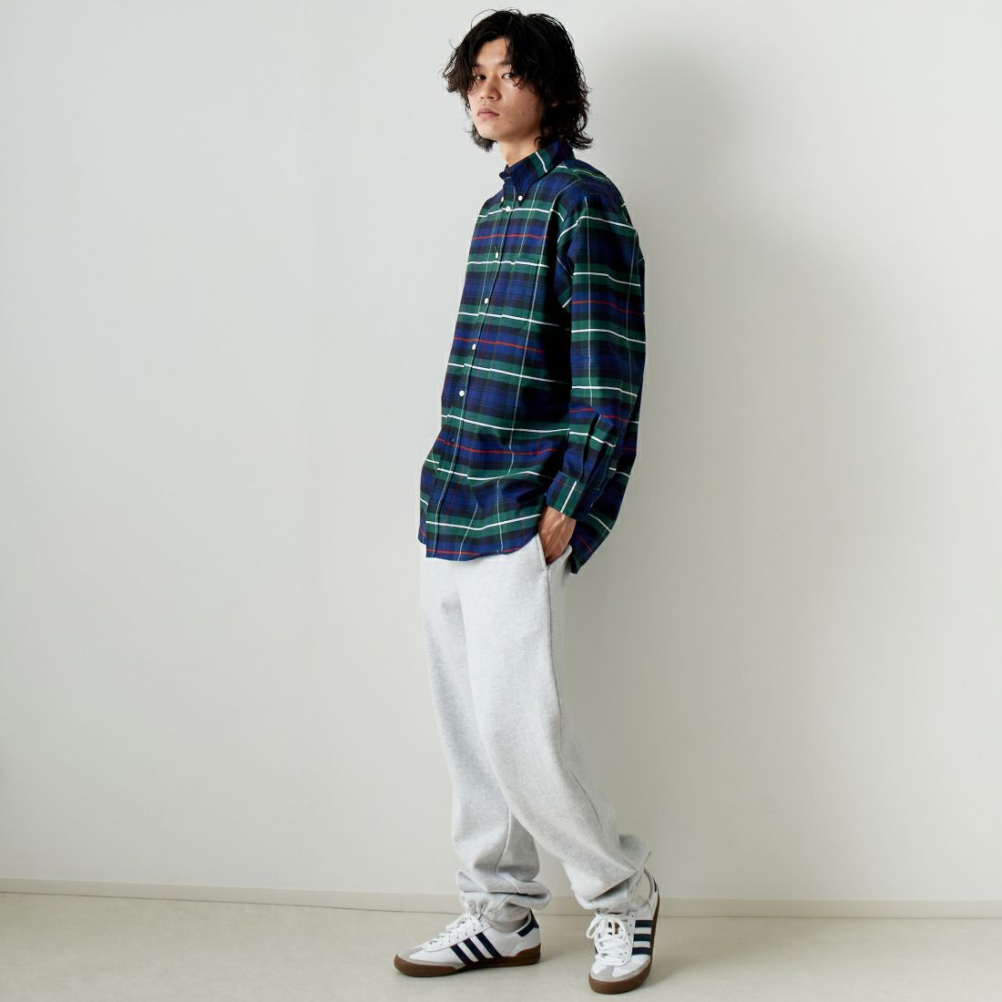 INDIVIDUALIZED SHIRTS [インディビジュアライズド シャツ] 別注 ワイドチェックシャツ [IS200009000-JF] I70MOP &&モデル身長：182cm 着用サイズ：16H&&