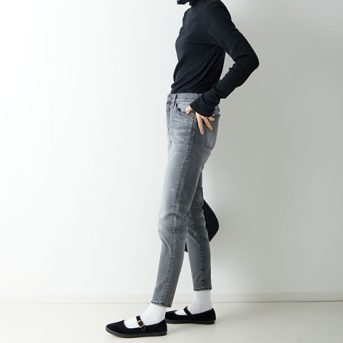 BIG JOHN [ビッグジョン] ヌードレッグ [MML106K] BK19 &&モデル身長：168cm 着用サイズ：S&&