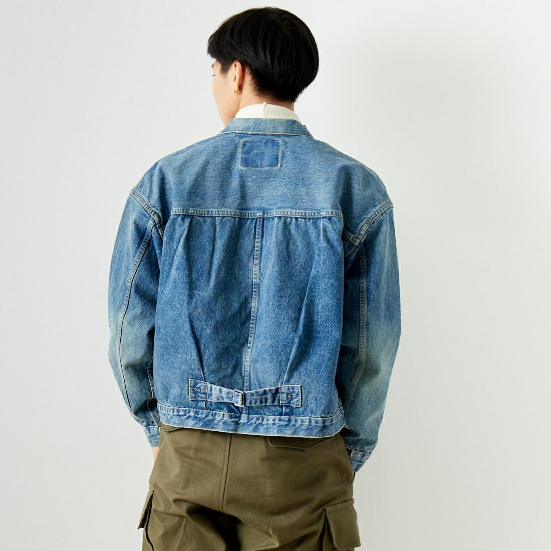 orSlow [オアスロウ] 別注 TYPE1 40Sプリーツフロントデニムジャケット [83-6011-JF] 97 DENIM U &&モデル身長：179cm 着用サイズ：5&&