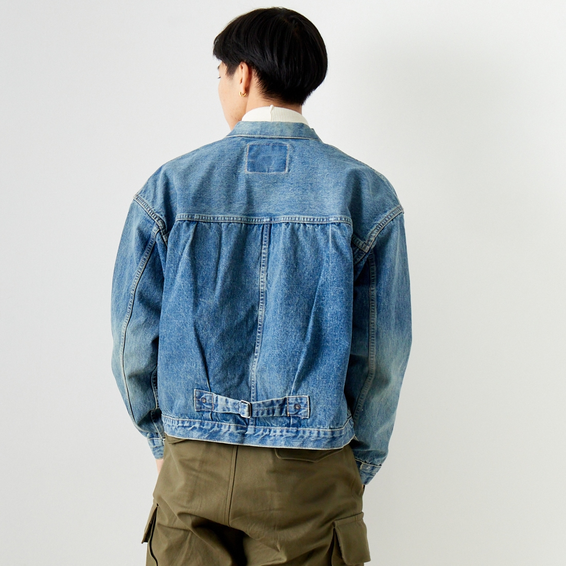 orSlow [オアスロウ] 別注 TYPE1 40Sプリーツフロントデニムジャケット [83-6011-JF] 97 DENIM U &&モデル身長：179cm 着用サイズ：5&&