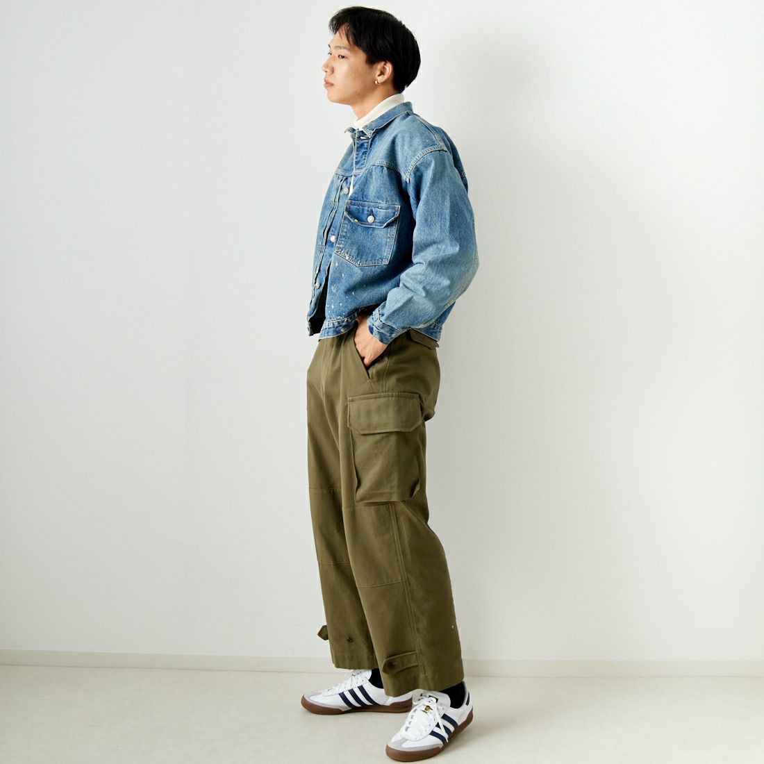 orSlow [オアスロウ] 別注 TYPE1 40Sプリーツフロントデニムジャケット [83-6011-JF] 97 DENIM U &&モデル身長：179cm 着用サイズ：5&&