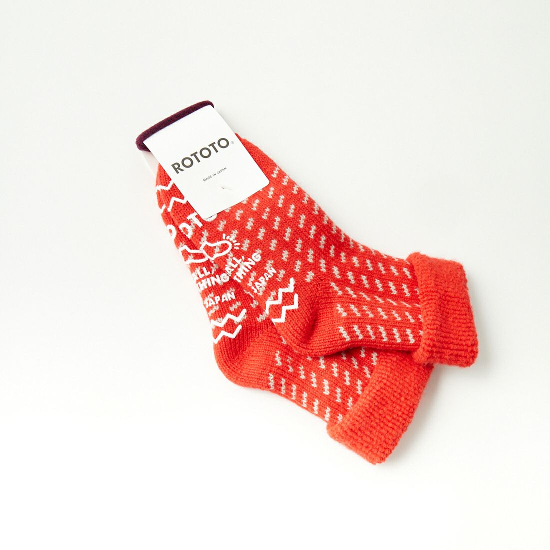 ROTOTO [ロトト] COMFYルームソックス BIRD EYE [R1375] SCARLET