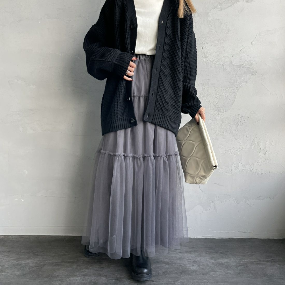 08 CHARCOA&&モデル身長：156cm 着用サイズ：F&&