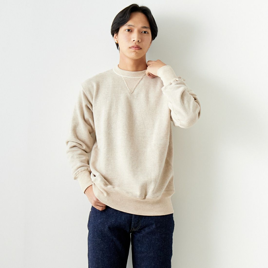 WAREHOUSE [ウエアハウス] セットインフリーダムスウェット [403-PLAIN] ｵｰﾄﾐｰﾙ &&モデル身長：179cm 着用サイズ：42&&