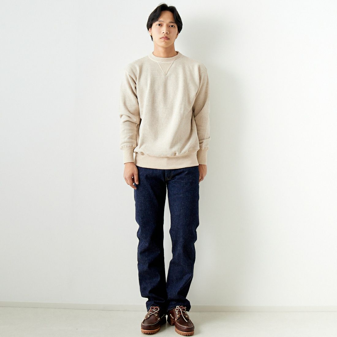WAREHOUSE [ウエアハウス] セットインフリーダムスウェット [403-PLAIN] ｵｰﾄﾐｰﾙ &&モデル身長：179cm 着用サイズ：42&&