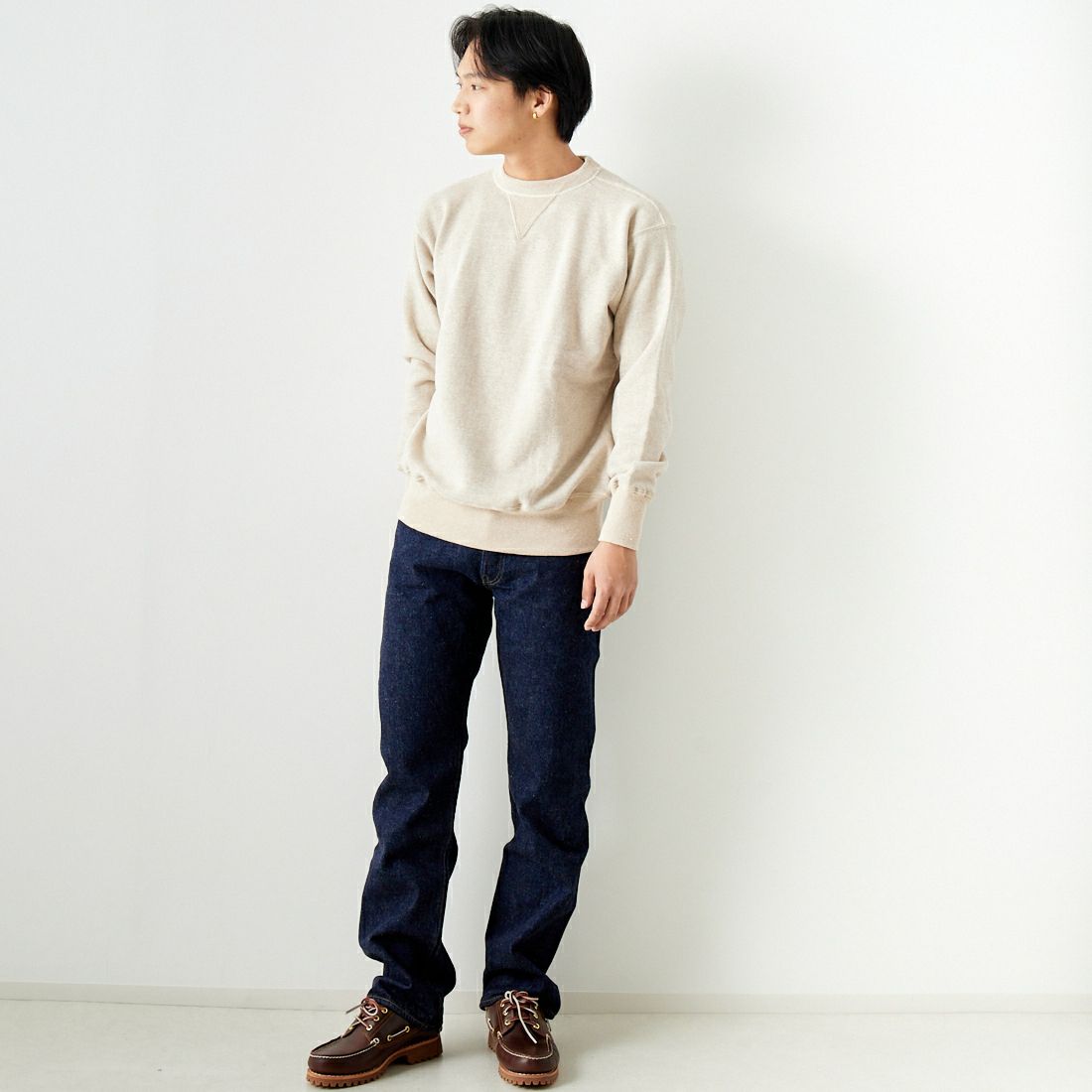 WAREHOUSE [ウエアハウス] セットインフリーダムスウェット [403-PLAIN] ｵｰﾄﾐｰﾙ &&モデル身長：179cm 着用サイズ：42&&