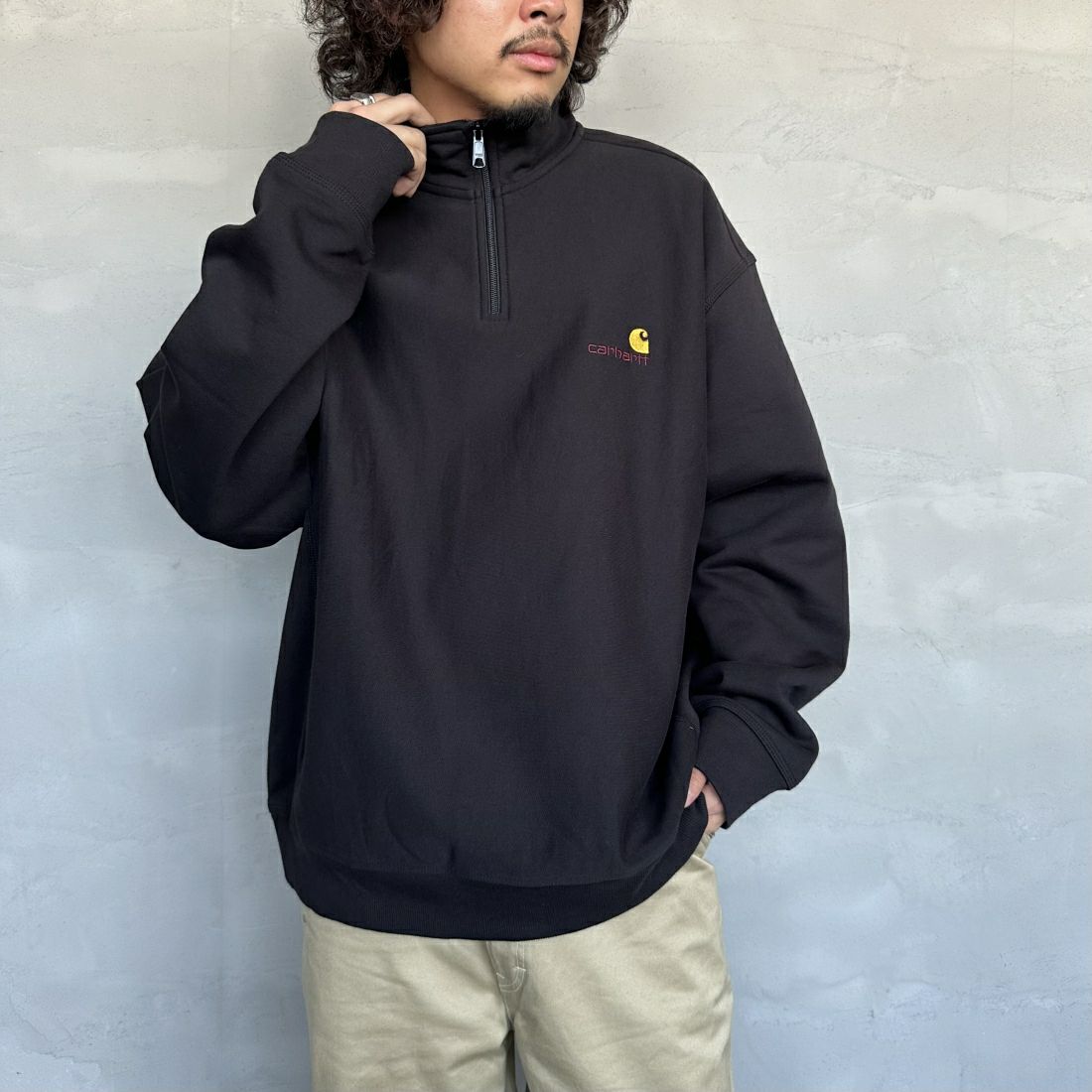 carhartt WIP [カーハートダブリューアイピー] ハーフジップアメリカンスクリプトスウェットシャツ [I027014]