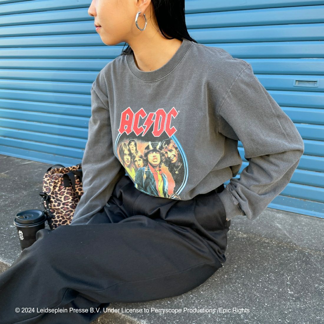 GOOD ROCK SPEED [グッドロックスピード] 別注 AC/DC ロゴプリントロングスリーブTシャツ [INTN-001-JF] BLACK &&モデル身長：156cm 着用サイズ：S&&
