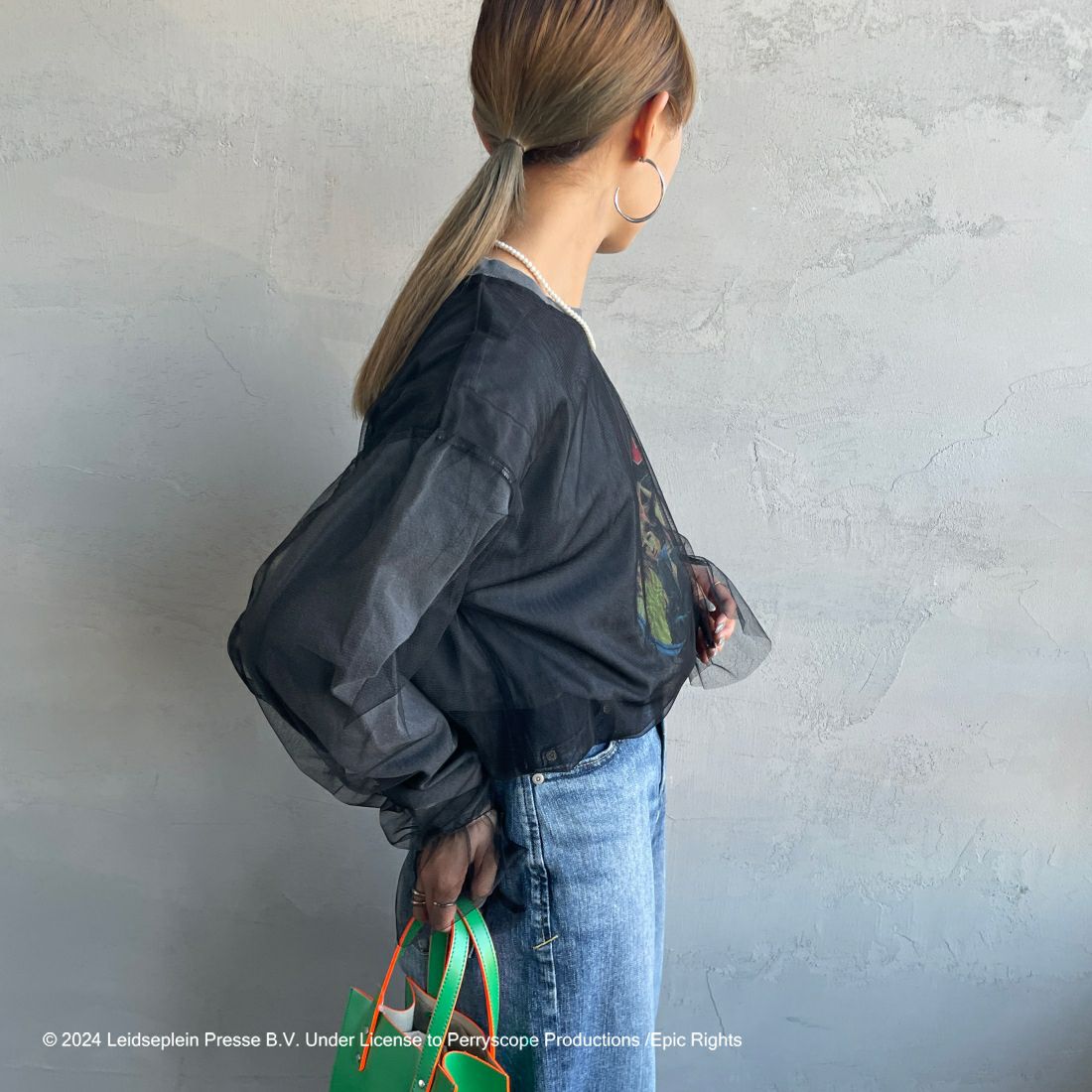 GOOD ROCK SPEED [グッドロックスピード] 別注 AC/DC ロゴプリントロングスリーブTシャツ [INTN-001-JF] BLACK &&モデル身長：156cm 着用サイズ：S&&