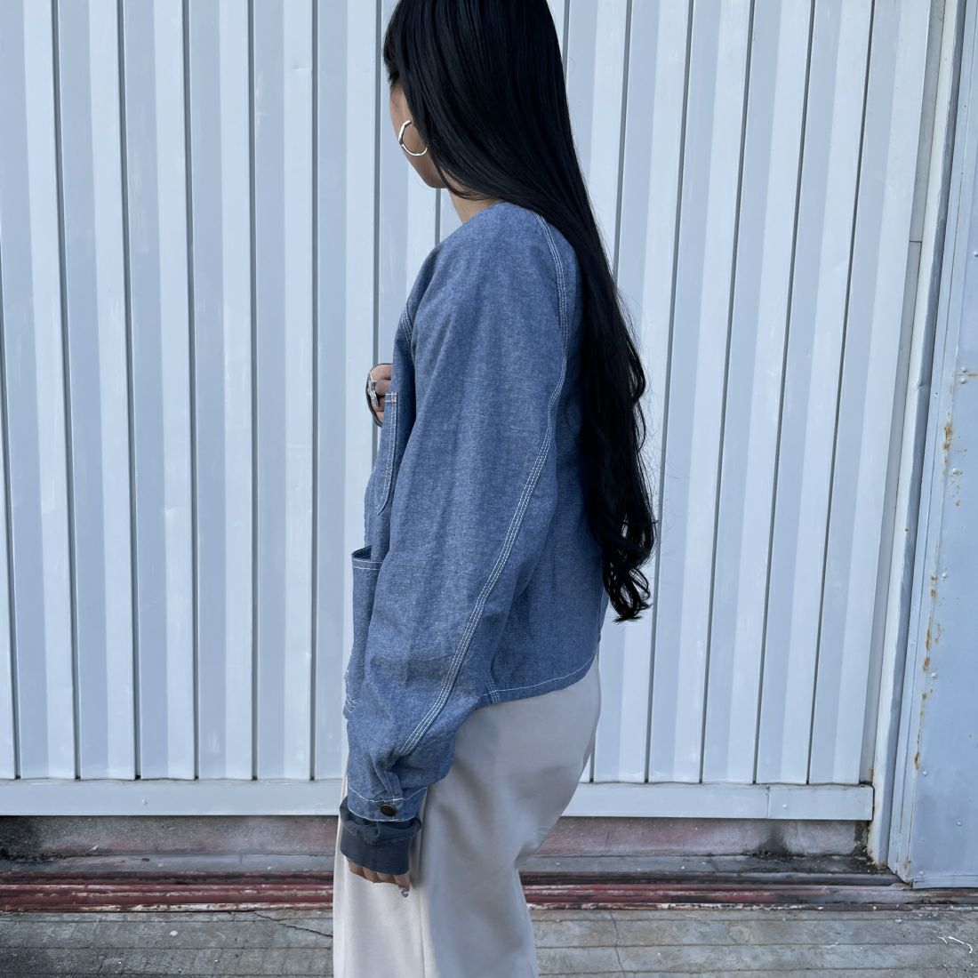 PAY DAY [ペイデイ] 別注 エンジニアジャケット [PD10-CA-IN4-JF] ｼｬﾝﾌﾞﾚｰ &&モデル身長：163cm 着用サイズ：F&&