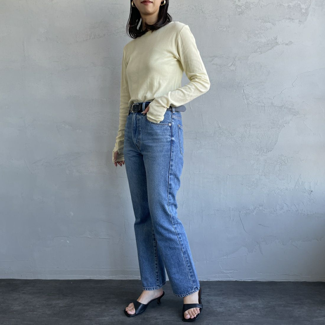NEEDBY heritage [ニードバイヘリテージ] 別注 GEORGE ブーツカットデニム [GEORGE-JF] MB &&モデル身長：160cm 着用サイズ：26&&