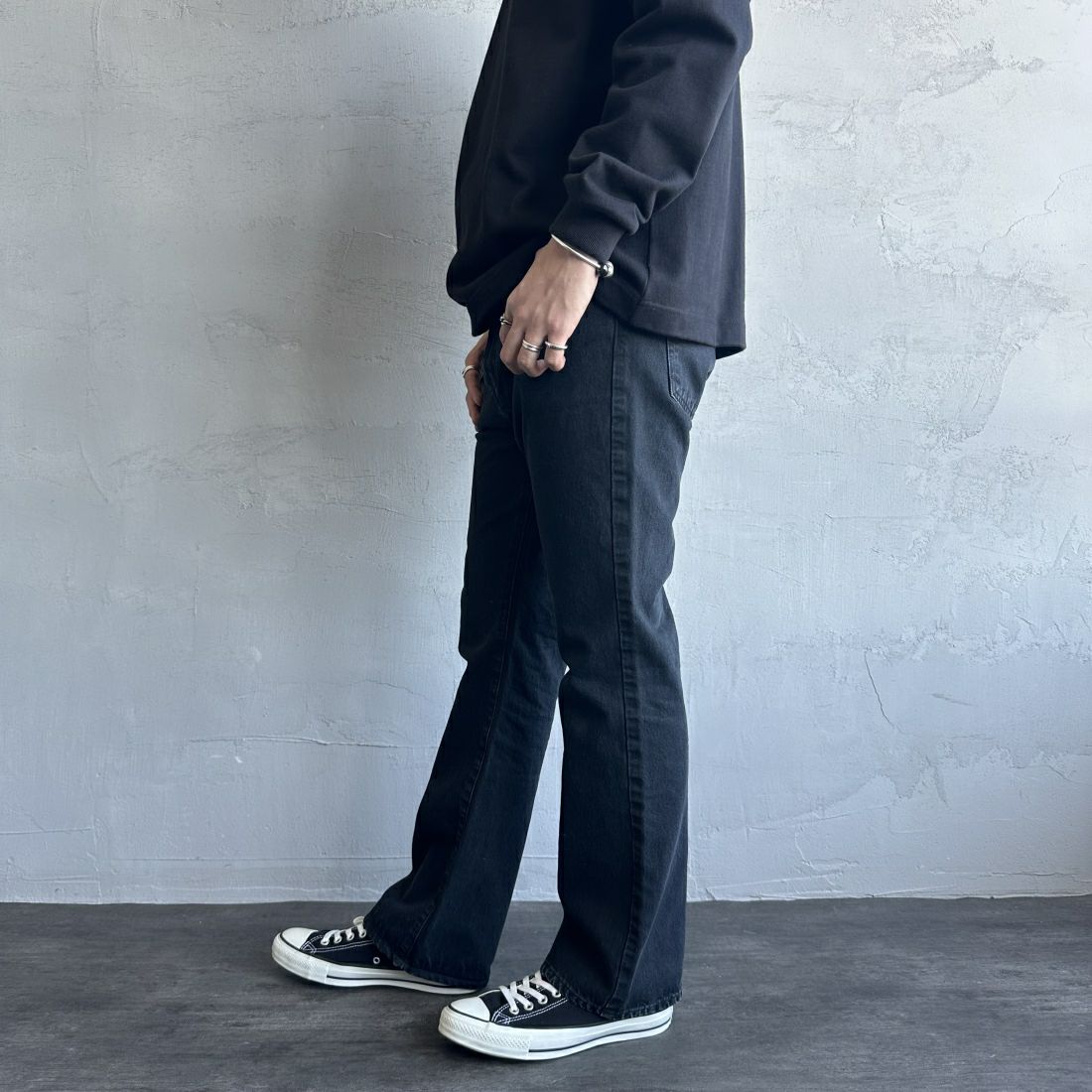 NEEDBY heritage [ニードバイヘリテージ] 別注 GEORGE ブーツカットデニム [GEORGE-JF] BO &&モデル身長：173cm 着用サイズ：29&&