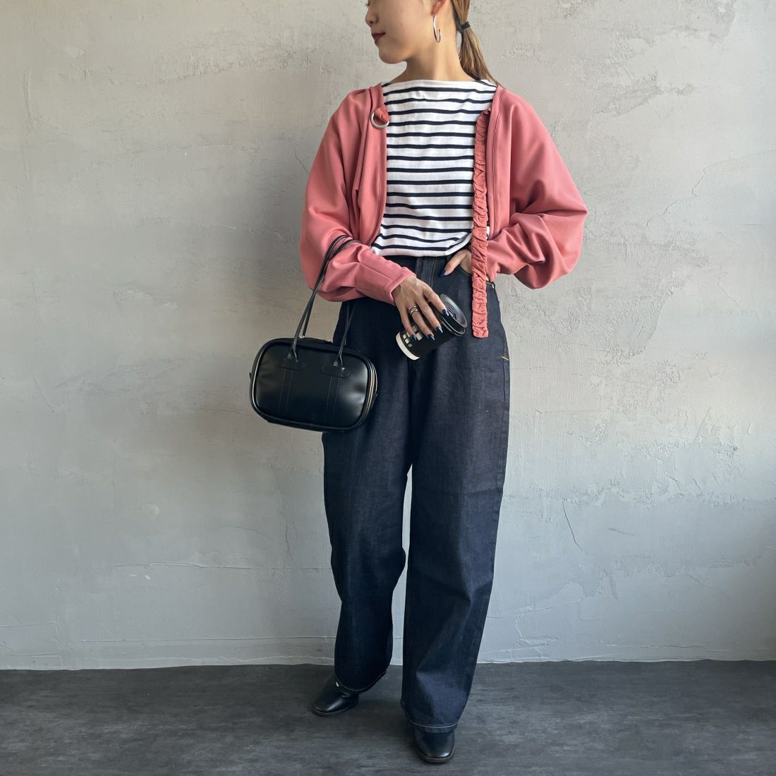 By/m [バイエム] ギャザーベルト付きカットボレロ [23142064] 41 MACARON &&モデル身長：156cm 着用サイズ：F&&