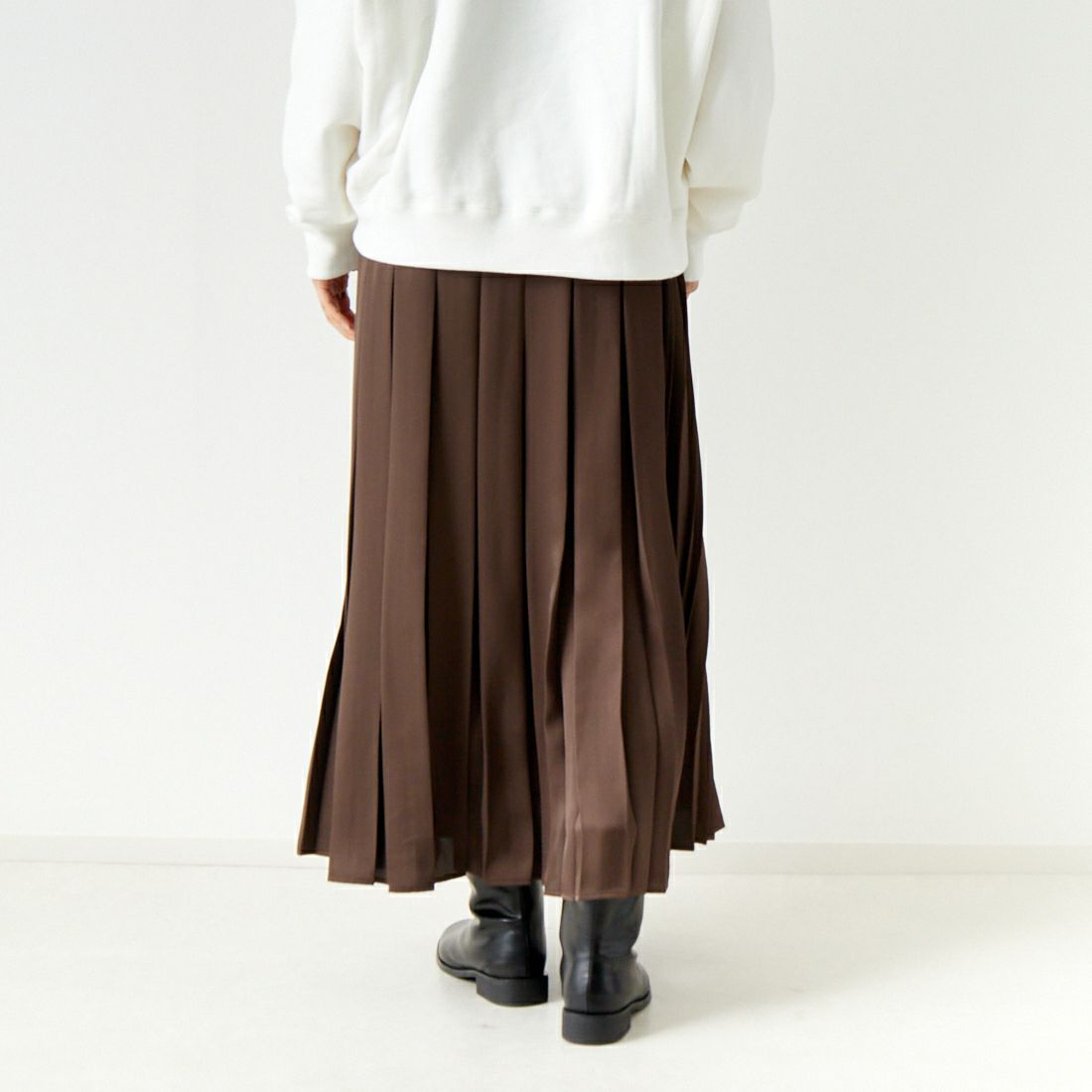 USINE [ユジーヌ] ランダムプリーツスカート [L1612] D.BRN &&モデル身長：160cm 着用サイズ：M&&