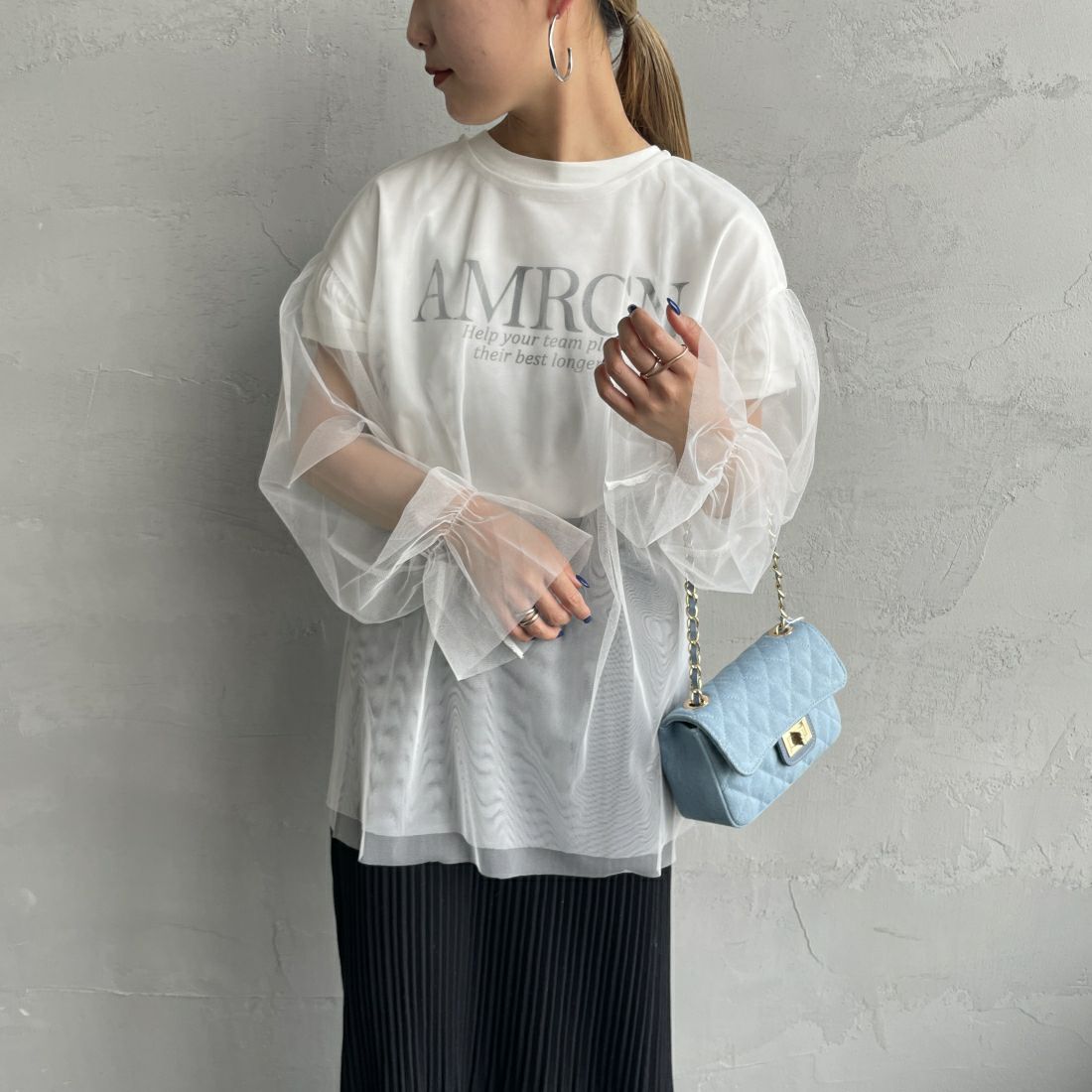 By/m [バイエム] シアーメッシュブラウス [24112009] 02 OFF &&モデル身長：156cm 着用サイズ：F&&