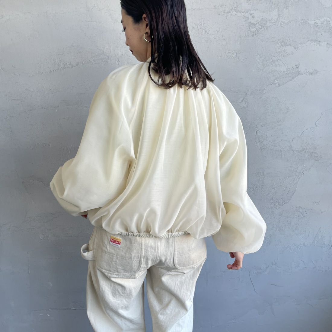 USINE [ユジーヌ] ボリュームスリーブ チュールブルゾン [2410201] IVORY &&モデル身長：163cm 着用サイズ：F&&
