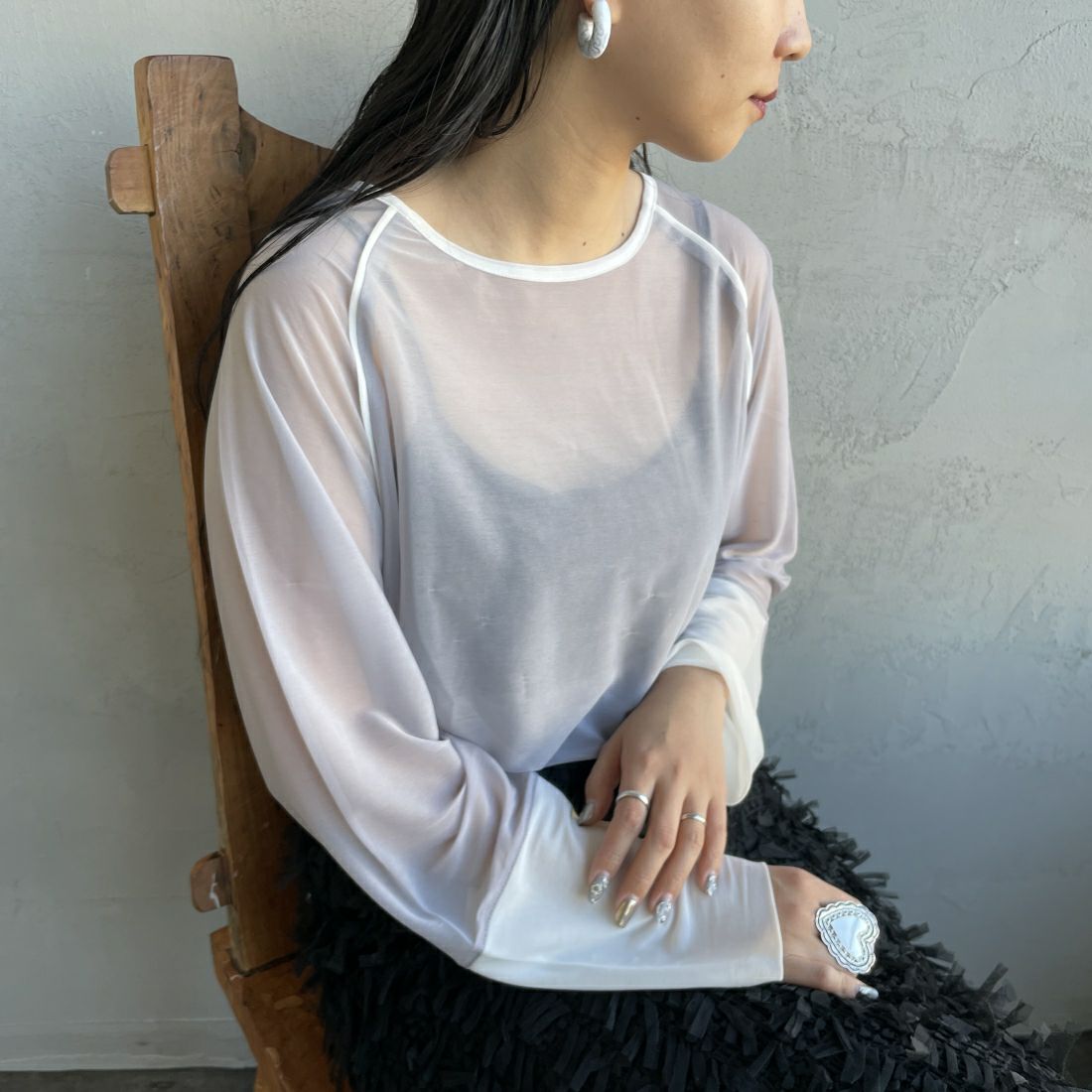 07 GRY/OFF&&モデル身長：156cm 着用サイズ：F&&
