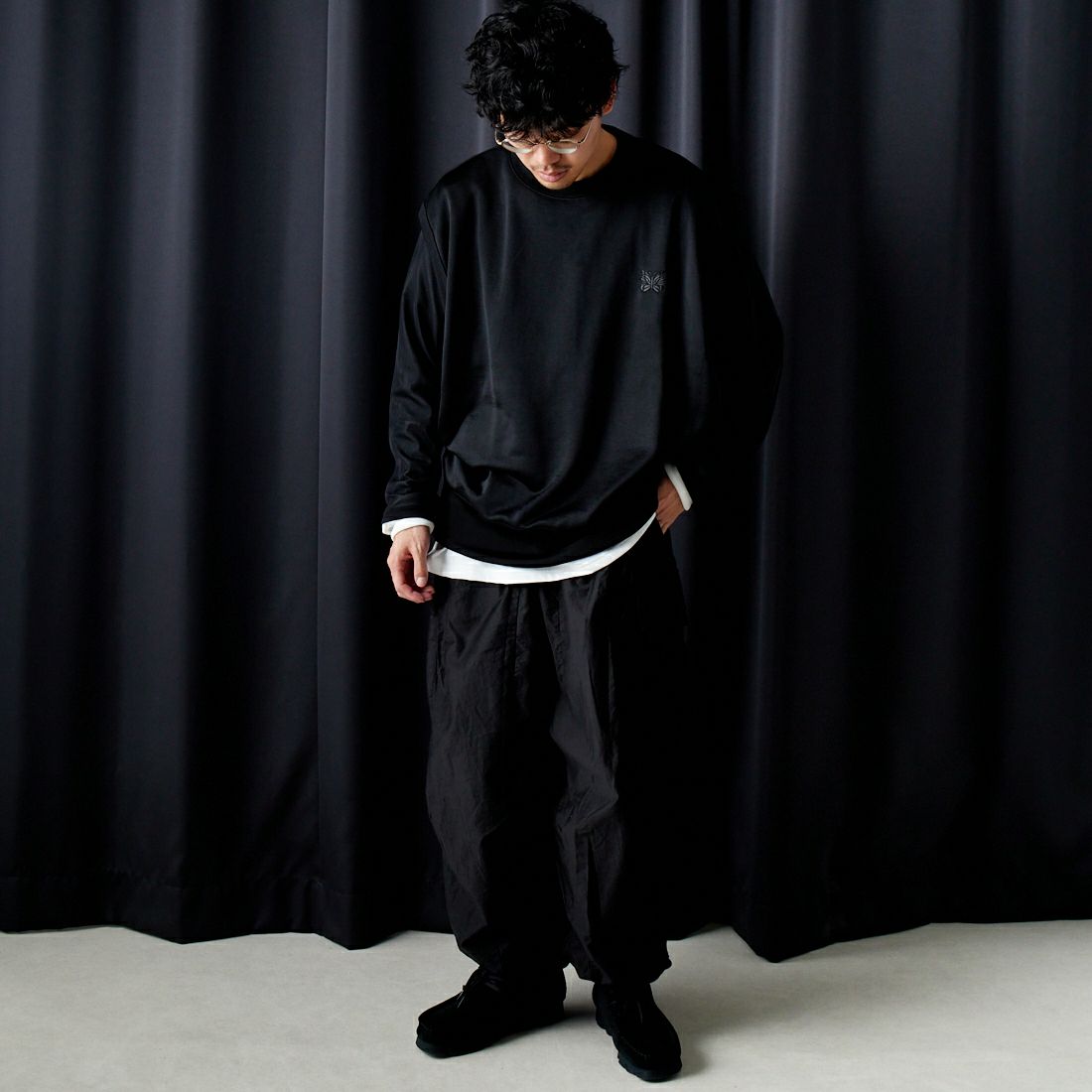 Needles [ニードルズ] スリーブレスTシャツ [OT248] B BLACK&&モデル身長：168cm 着用サイズ：L&&