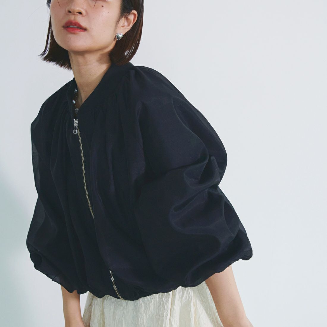 USINE [ユジーヌ] ジャガード織 タックギャザーフレアスカート [2410501] IVORY