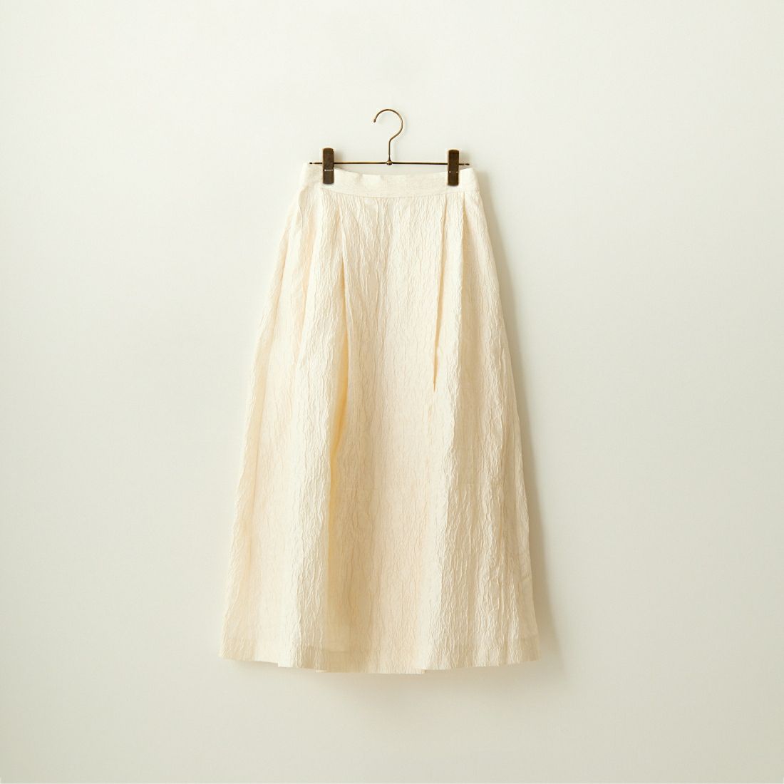 USINE [ユジーヌ] ジャガード織 タックギャザーフレアスカート [2410501] IVORY