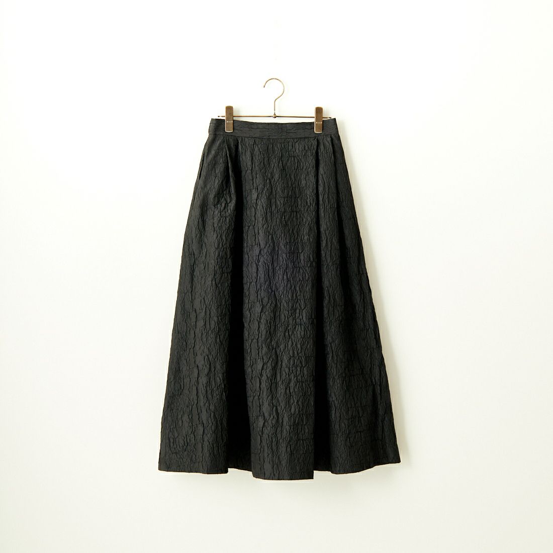 USINE [ユジーヌ] ジャガード織 タックギャザーフレアスカート [2410501] BLACK