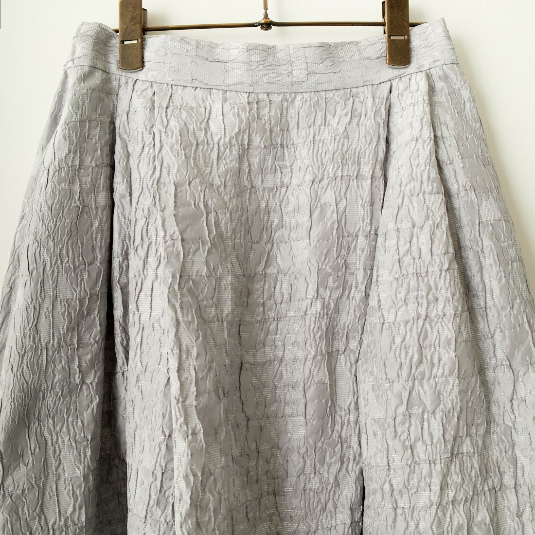 USINE [ユジーヌ] ジャガード織 タックギャザーフレアスカート [2410501] GRAY
