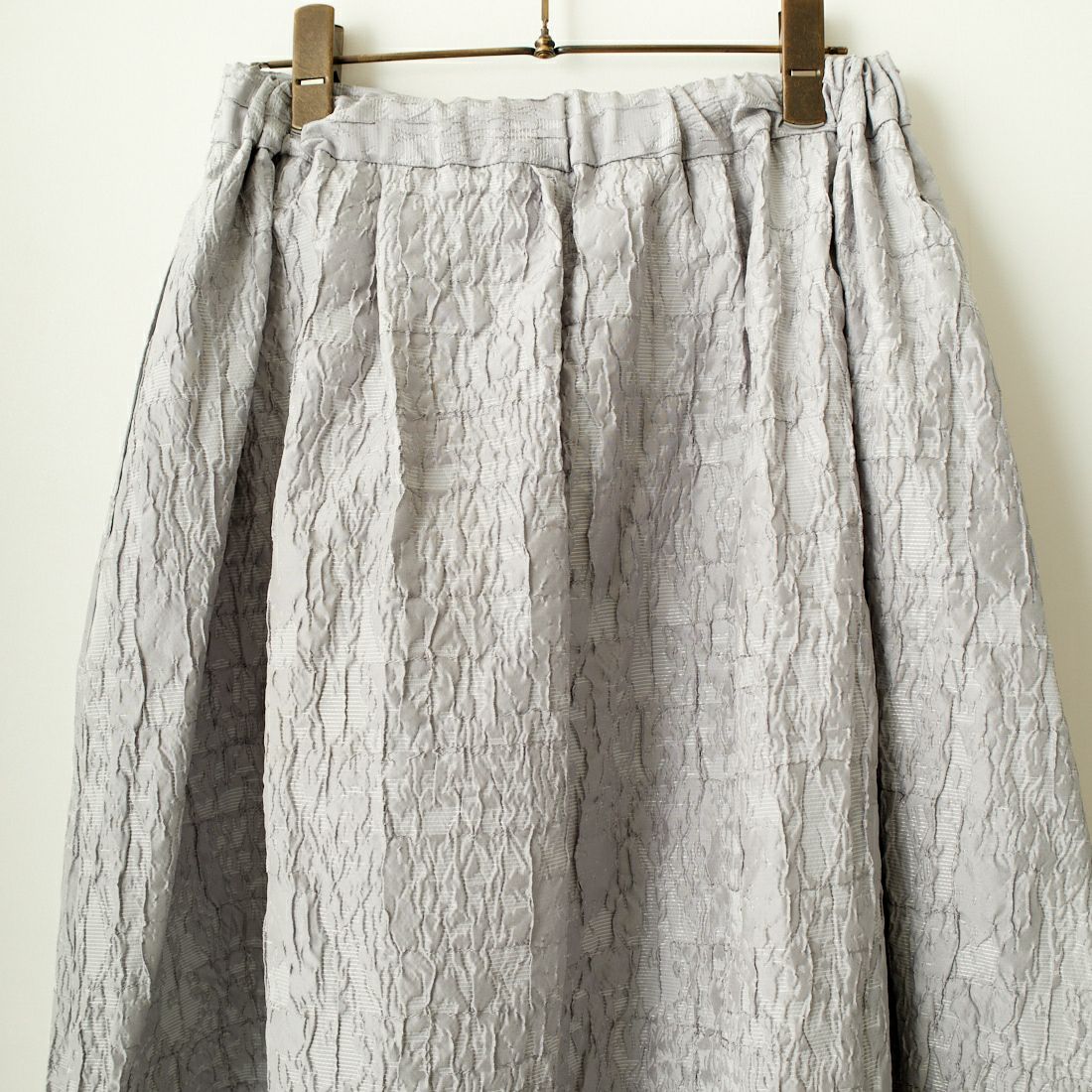 USINE [ユジーヌ] ジャガード織 タックギャザーフレアスカート [2410501] GRAY