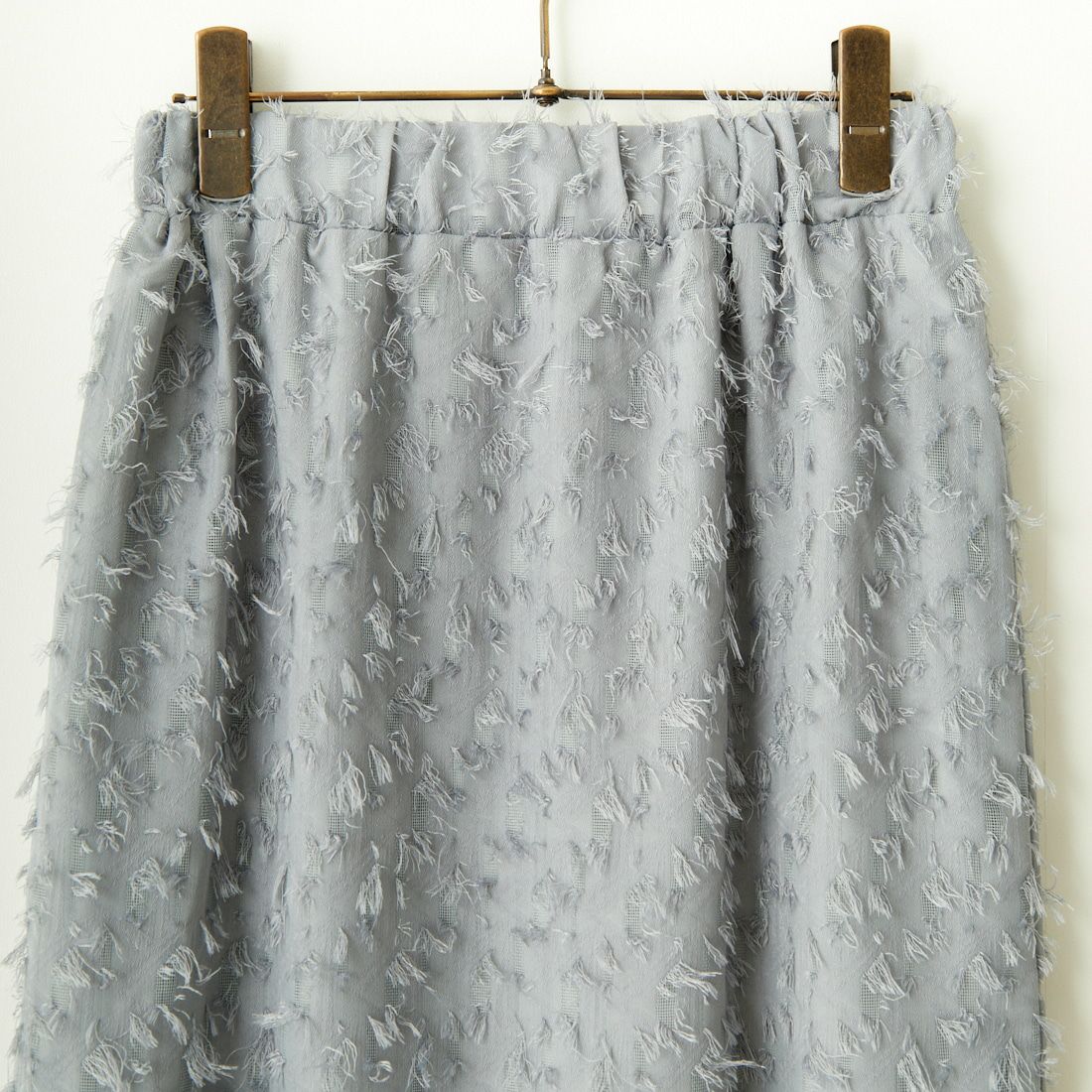 By/m [バイエム] ジャガードフリンジ フェザーナローロングスカート [23142061] 07 GRAY