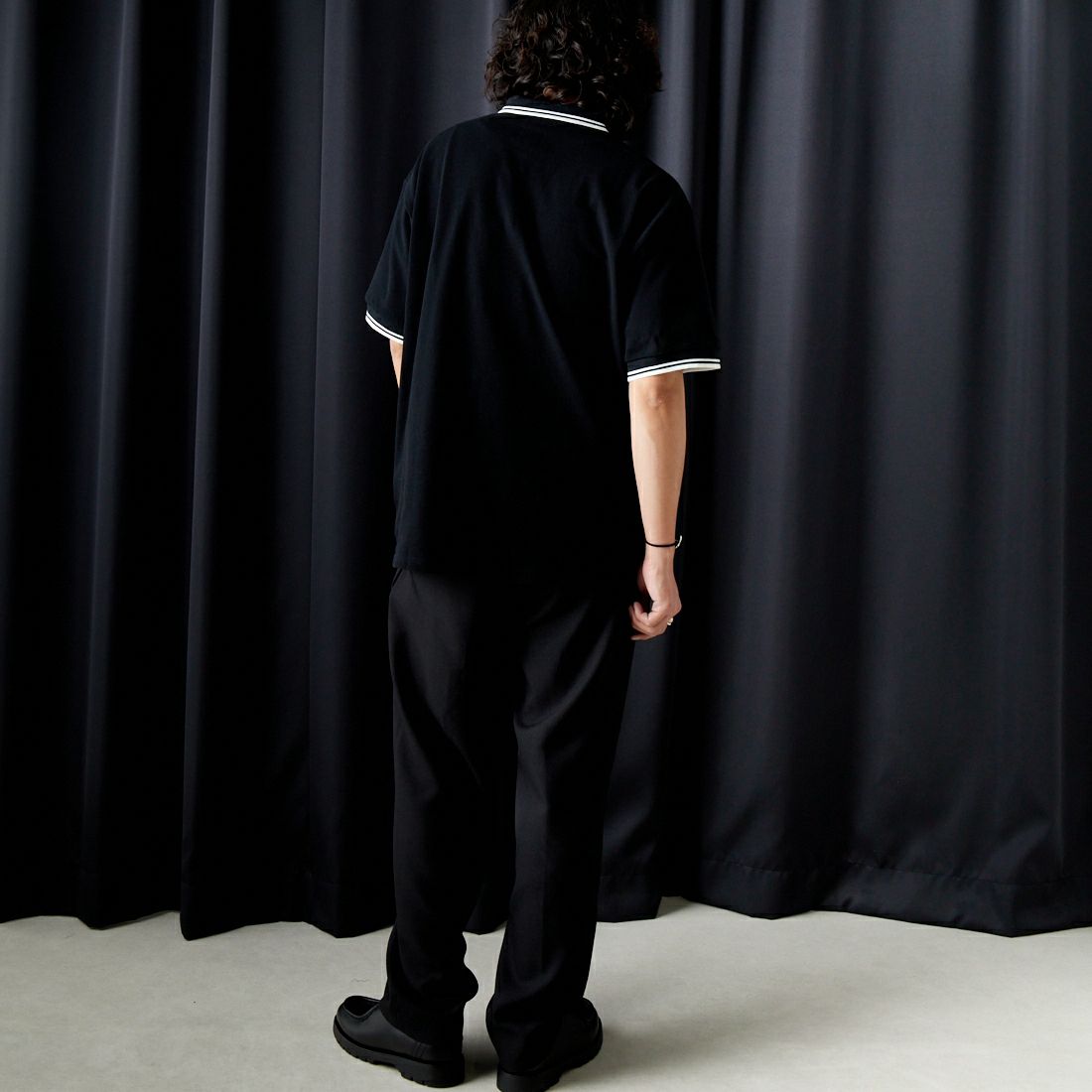 Needles [ニードルズ] ショールカラー ポロシャツ [OT257] C BLACK&&モデル身長：173cm 着用サイズ：L&&