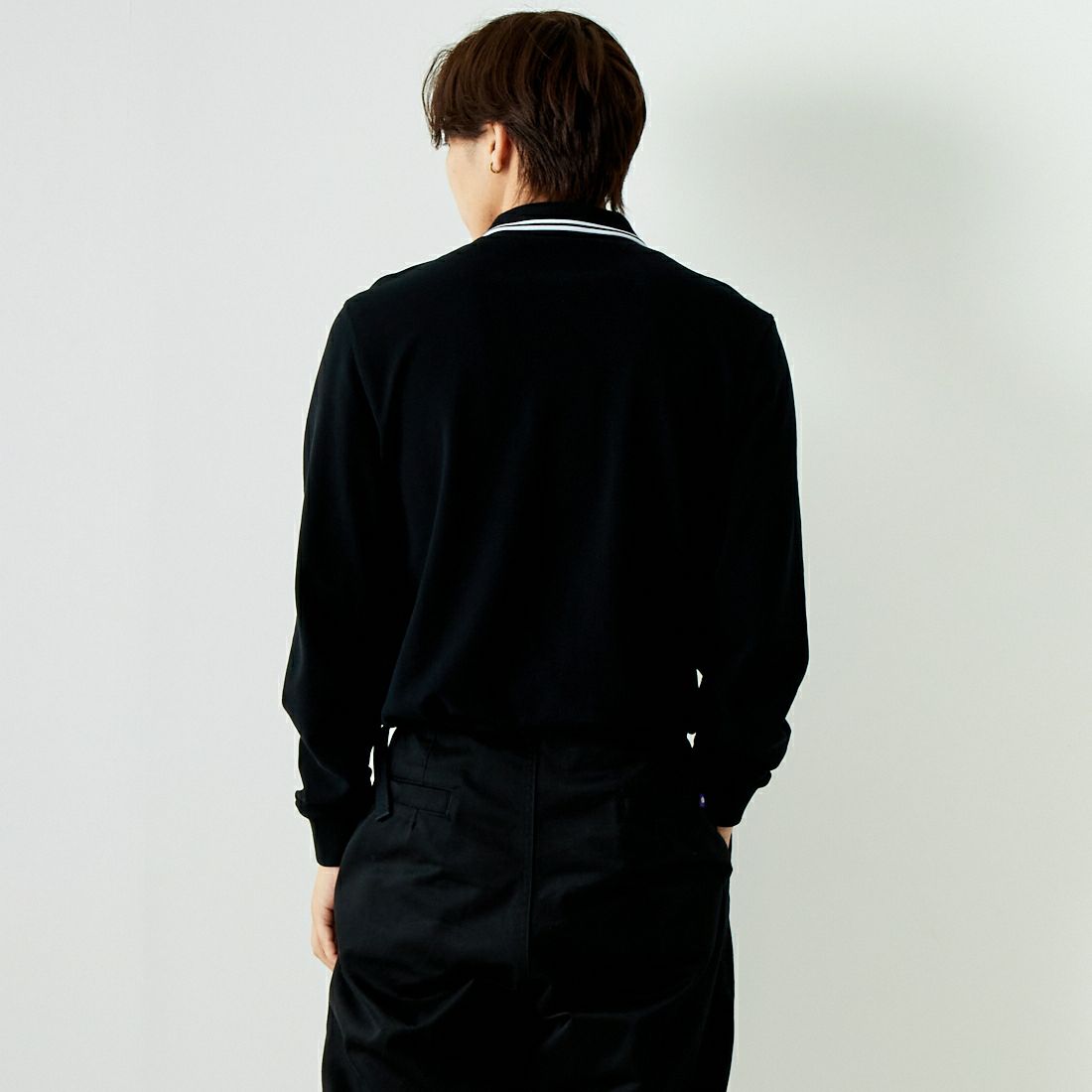FRED PERRY [フレッドペリー] ポロシャツ [M3636] 350 BLACK &&モデル身長：179cm 着用サイズ：L&&