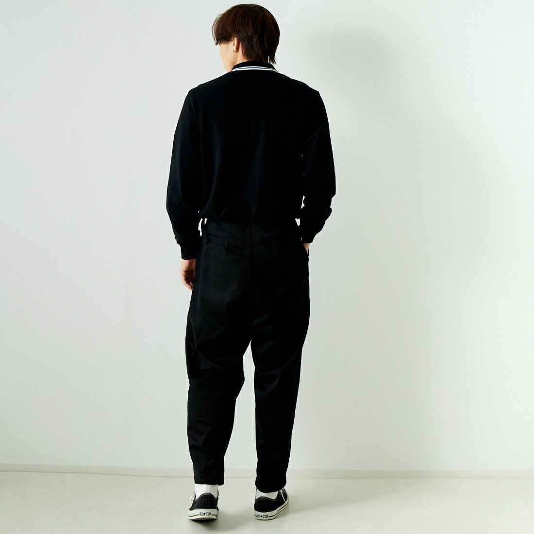 FRED PERRY [フレッドペリー] ポロシャツ [M3636] 350 BLACK &&モデル身長：179cm 着用サイズ：L&&