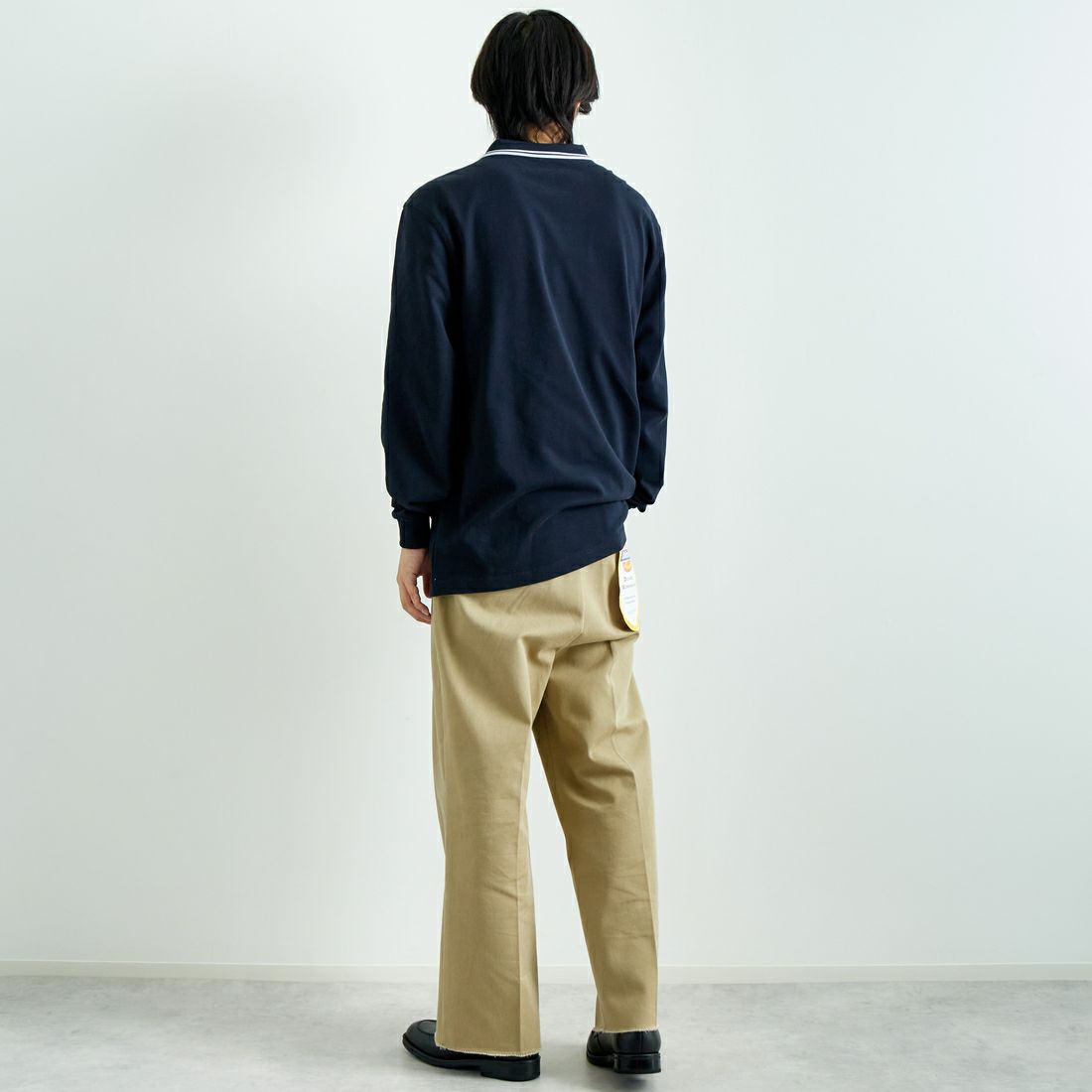 FRED PERRY [フレッドペリー] ツインティップライン ロングスリーブポロシャツ [M3636] 238 NVY/WH &&モデル身長：179cm 着用サイズ：XL&&