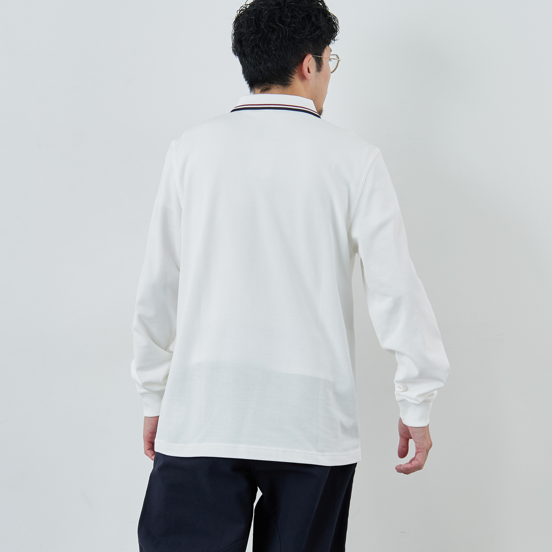 FRED PERRY [フレッドペリー] ツインティップライン ロングスリーブポロシャツ [M3636] T60 SNOW W &&モデル身長：168cm 着用サイズ：M&&