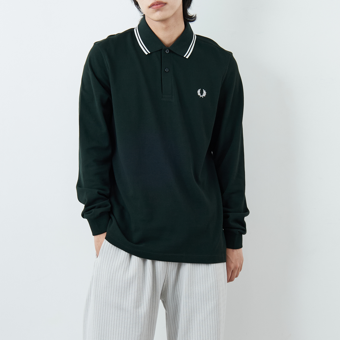 FRED PERRY [フレッドペリー] ツインティップライン ロングスリーブポロシャツ [M3636] 238 NVY/WH