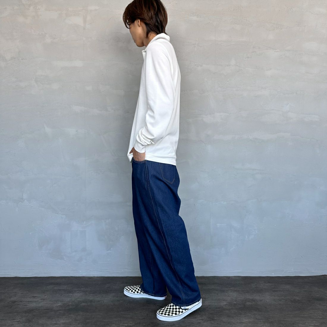 FRED PERRY [フレッドペリー] ツインティップライン ロングスリーブポロシャツ [M3636] Y20 LECR/S &&モデル身長：179cm 着用サイズ：M&&
