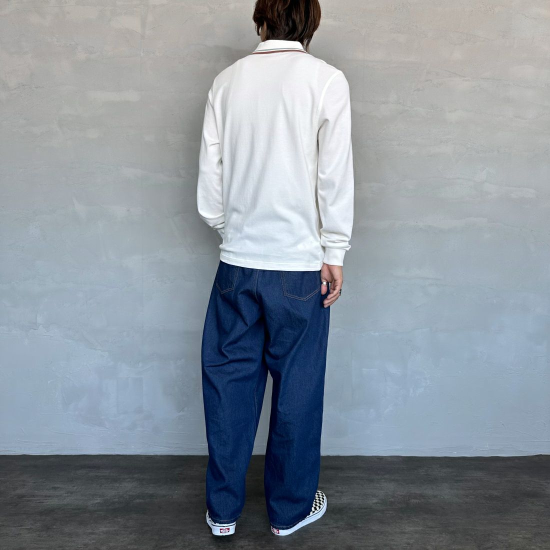 FRED PERRY [フレッドペリー] ツインティップライン ロングスリーブポロシャツ [M3636] Y20 LECR/S &&モデル身長：179cm 着用サイズ：M&&