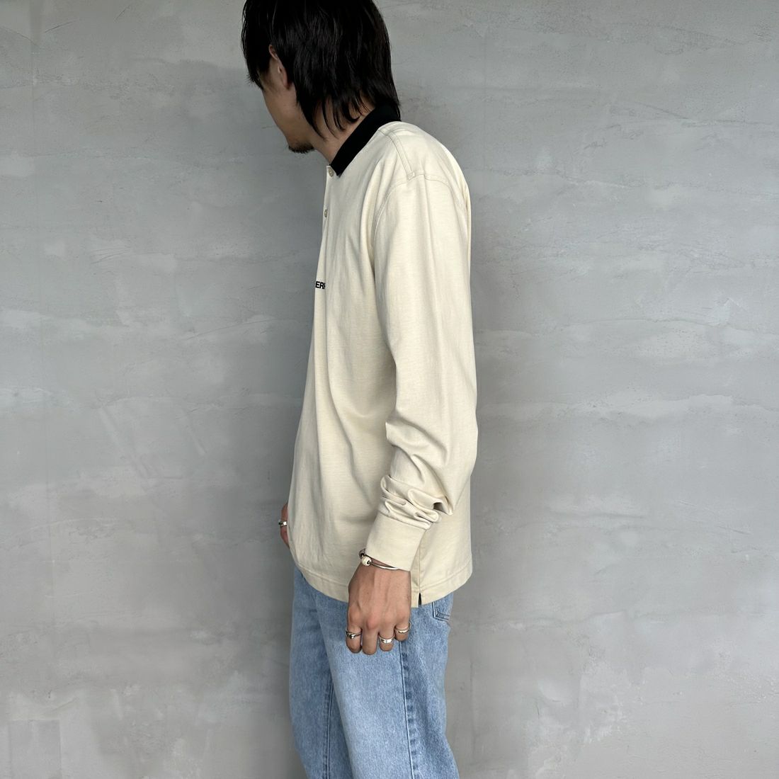 FRED PERRY [フレッドペリー] ポロシャツ [M7714] 691 OATMEA &&モデル身長：173cm 着用サイズ：M&&