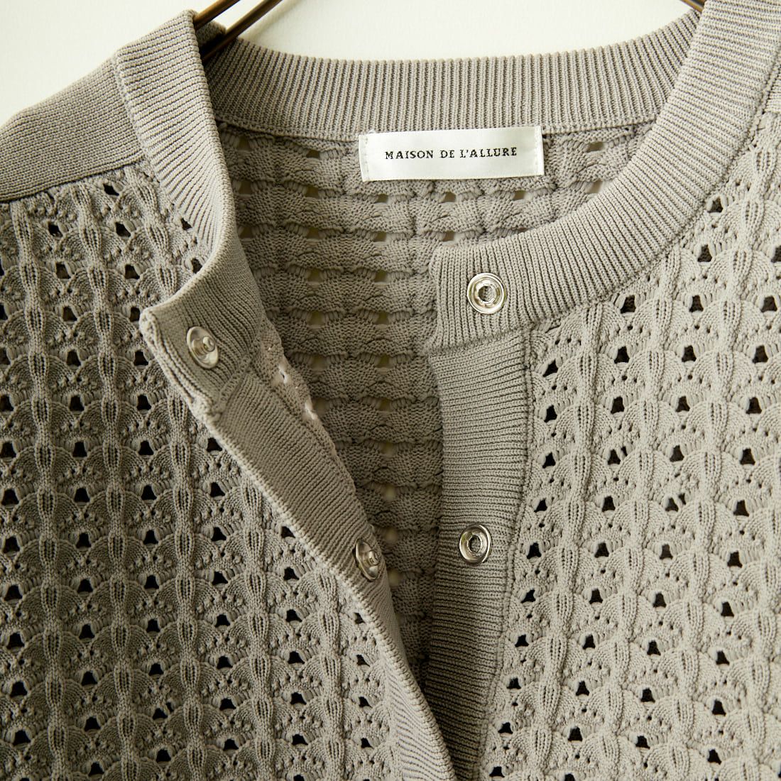 Maison de L'allure [メゾン ドゥ ラリュール] 透かし柄 スポンディッシュカーディガン [23131007] 05 L.GRAY