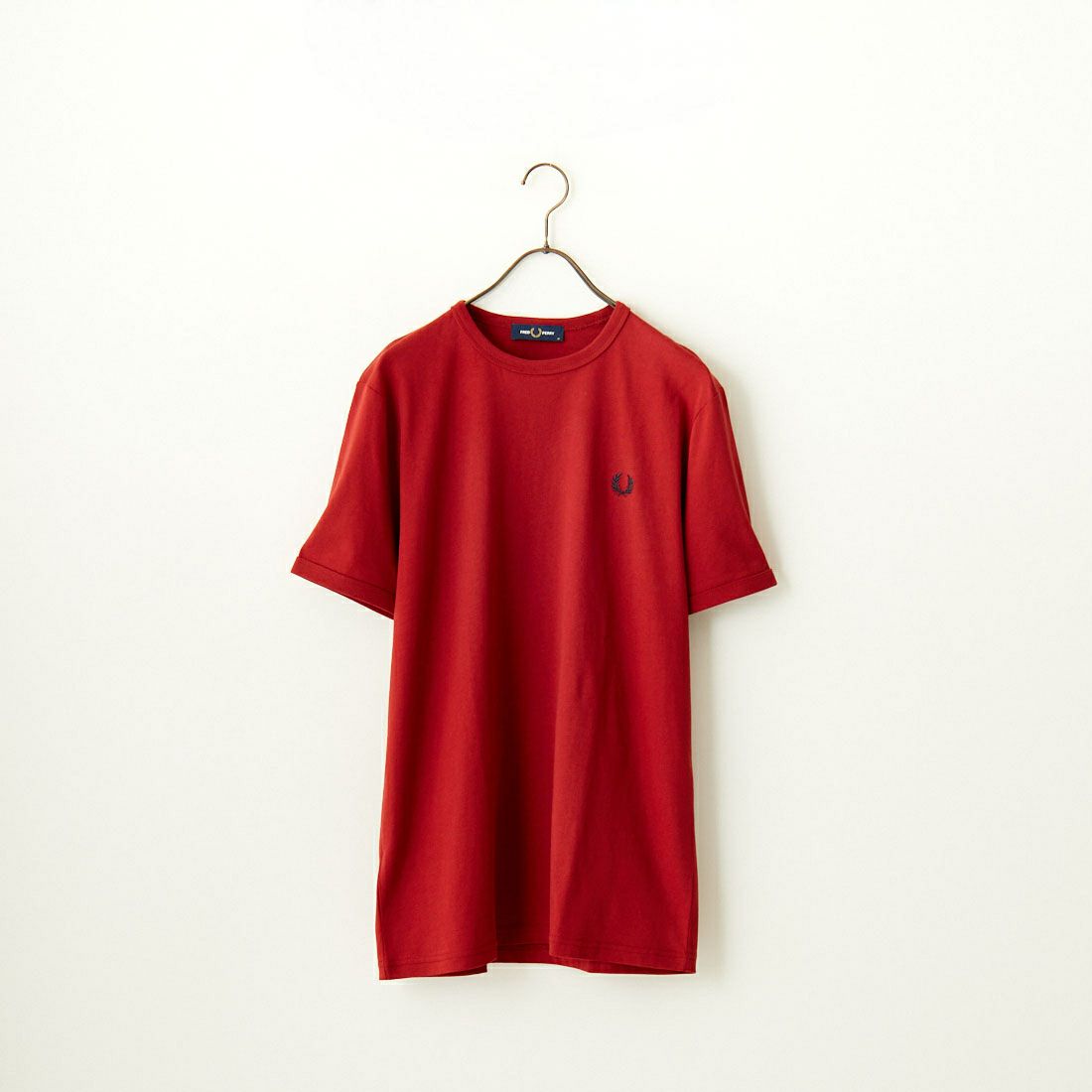 FRED PERRY [フレッドペリー] ワンポイントロゴ刺繍 ショートスリーブ リンガーTシャツ [M3519]  M02 BURNT