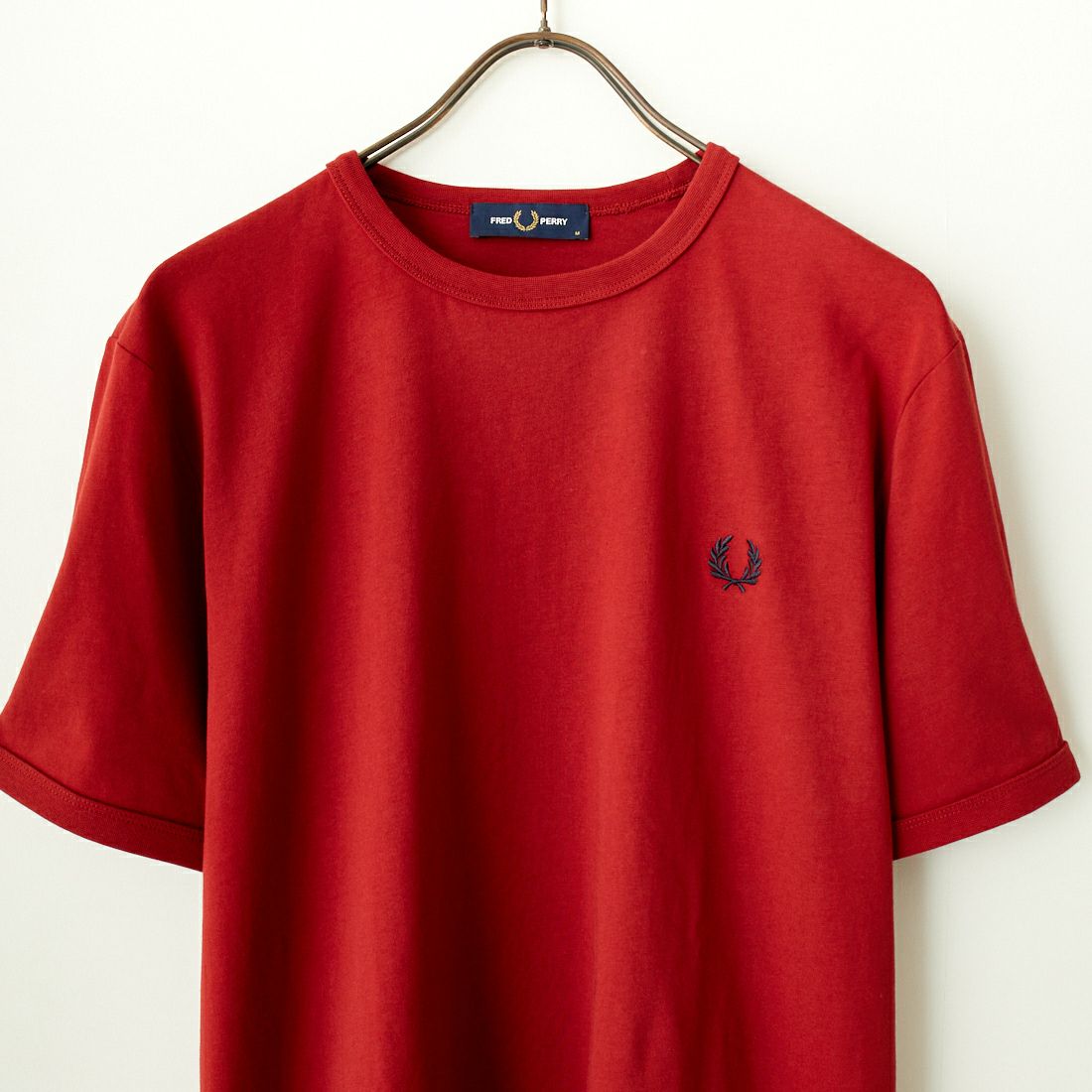 FRED PERRY [フレッドペリー] ワンポイントロゴ刺繍 ショートスリーブ リンガーTシャツ [M3519]  M02 BURNT