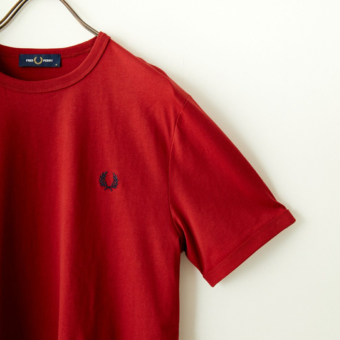 FRED PERRY [フレッドペリー] ワンポイントロゴ刺繍 ショートスリーブ リンガーTシャツ [M3519]  M02 BURNT