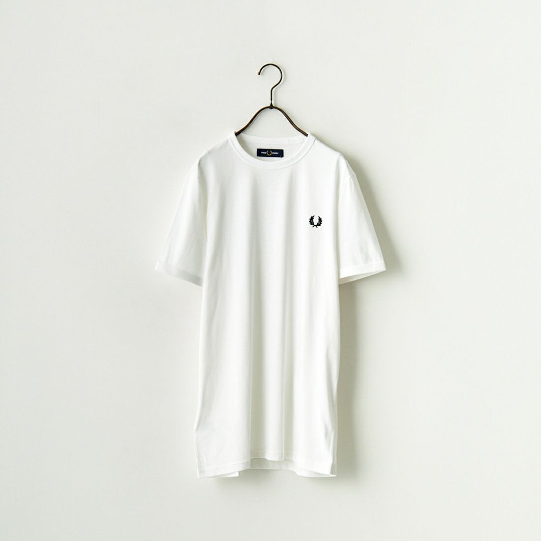 FRED PERRY [フレッドペリー] ワンポイントロゴ刺繍 ショートスリーブ リンガーTシャツ [M3519] 100 WHITE