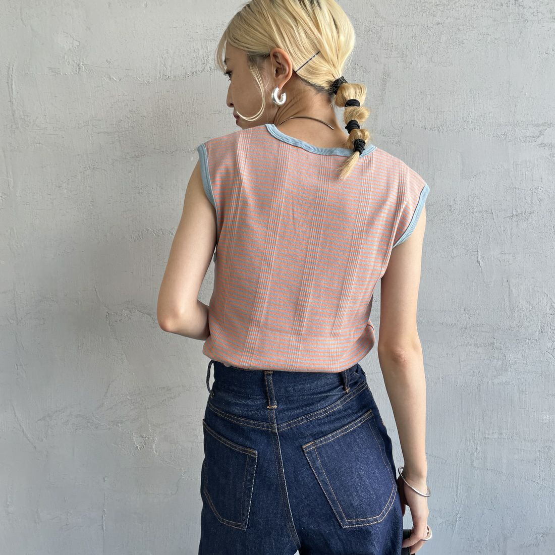 Robert P.Miller [ロバートピーミラー] 別注 パネルリブタンクトップ [RM241-2008IN-JF] SUNSET &&モデル身長：150cm 着用サイズ：F&&