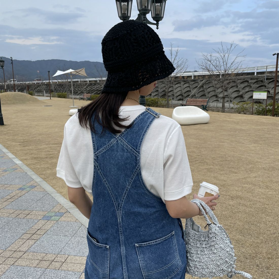 Health knit [ヘルスニット] 別注 ワッフルクルーネックTシャツ [HR24S-L022IN-JF] OFF&&モデル身長：163cm　着用サイズ：F&&