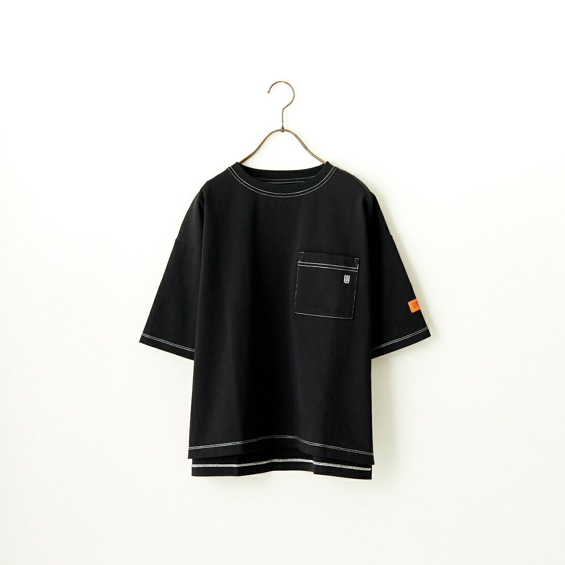 UNIVERSAL OVERALL [ユニバーサルオーバーオール] 別注 ワイドシルエットポケットTシャツ [U2412815IN-JF] BLACK