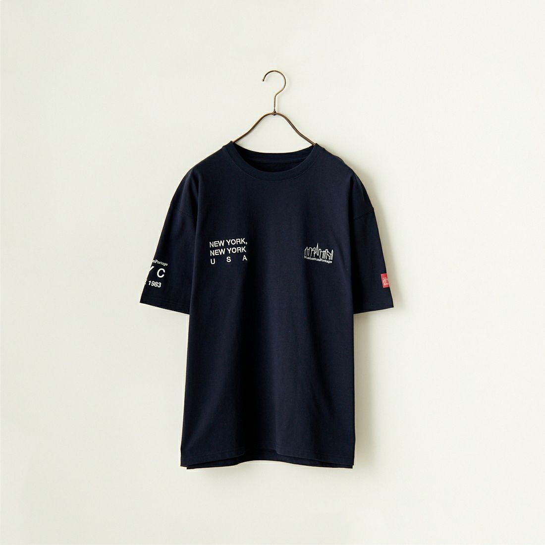MANHATTAN PORTAGE [マンハッタンポーテージ] 別注 ロゴ刺繍Tシャツ [24SSMP-IN51-JF] NAVY